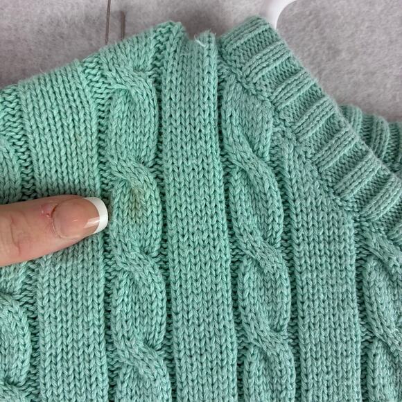 Vintage Charter Club Cable Knit Sweater Women's Large Short Sleeve Mint READ - Picture 6 of 10